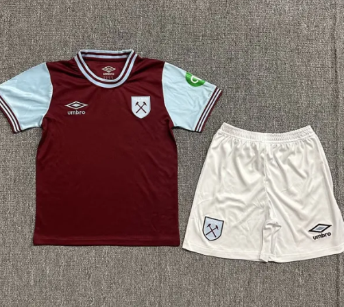 24-25 West Ham Home Kids Soccer Jersey
